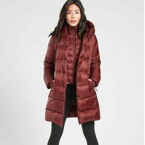 NWT Athleta Lofty Down Coat Maple Red 800fill down
